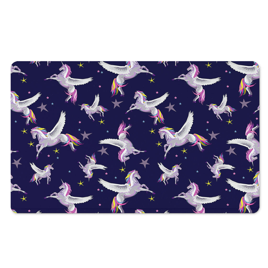 Night Winged Unicorn Pattern Print Polyester Doormat