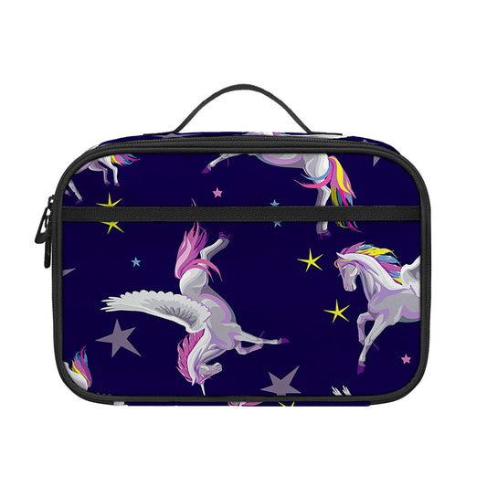 Night Winged Unicorn Pattern Print Portable Lunch Bag