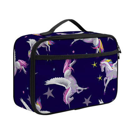 Night Winged Unicorn Pattern Print Portable Lunch Bag