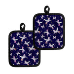 Night Winged Unicorn Pattern Print Pot Holders