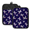 Night Winged Unicorn Pattern Print Pot Holders With Pocket