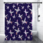 Night Winged Unicorn Pattern Print Premium Shower Curtain