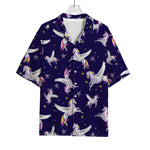 Night Winged Unicorn Pattern Print Rayon Hawaiian Shirt