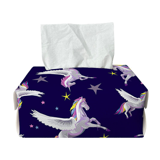 Night Winged Unicorn Pattern Print Rectangle Tissue Box Cover