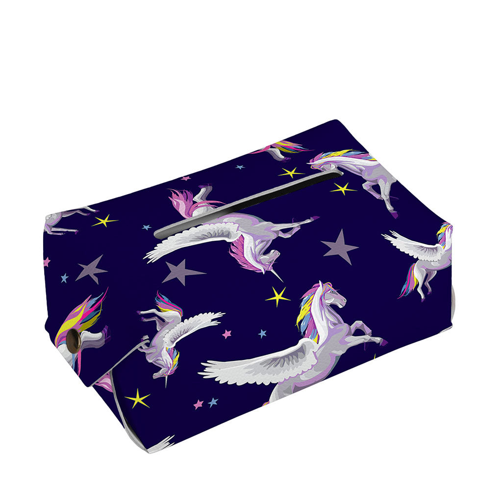 Night Winged Unicorn Pattern Print Rectangle Tissue Box Cover