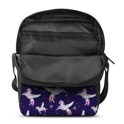 Night Winged Unicorn Pattern Print Rectangular Crossbody Bag