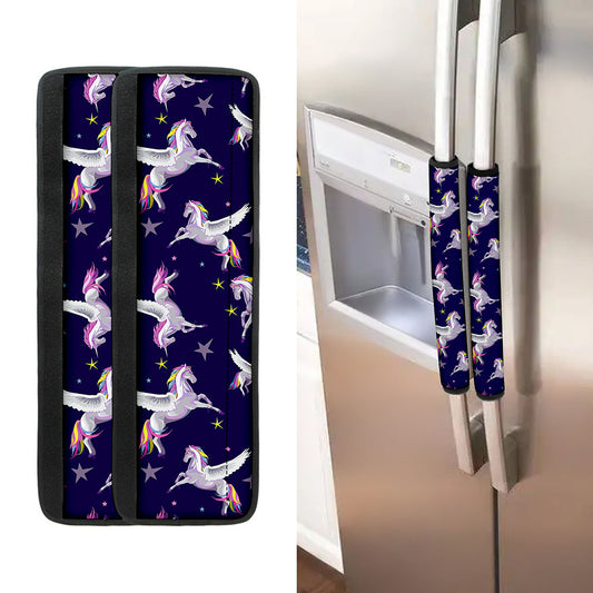 Night Winged Unicorn Pattern Print Refrigerator Handle Covers