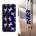 Night Winged Unicorn Pattern Print Refrigerator Handle Covers