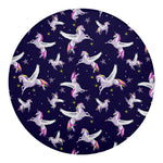 Night Winged Unicorn Pattern Print Round Blanket