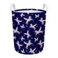 Night Winged Unicorn Pattern Print Round Laundry Basket