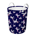Night Winged Unicorn Pattern Print Round Laundry Basket