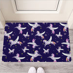 Night Winged Unicorn Pattern Print Rubber Doormat
