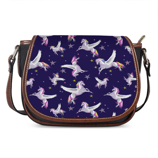 Night Winged Unicorn Pattern Print Saddle Bag