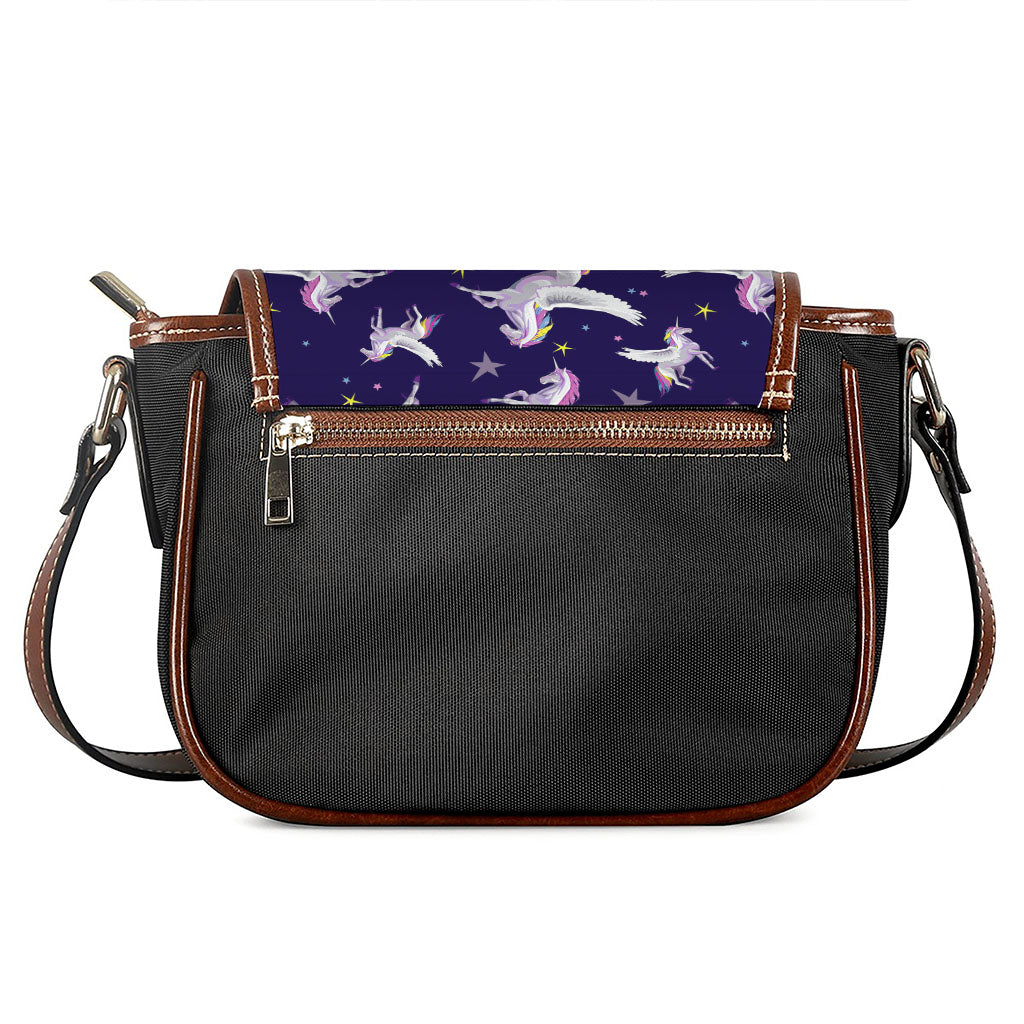 Night Winged Unicorn Pattern Print Saddle Bag