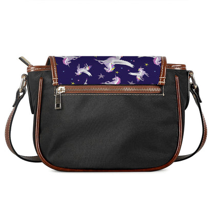 Night Winged Unicorn Pattern Print Saddle Bag