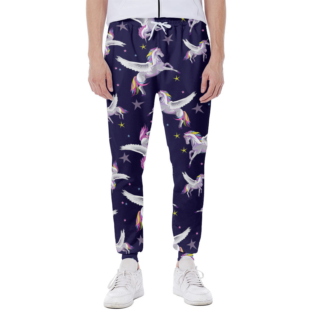 Night Winged Unicorn Pattern Print Scuba Joggers