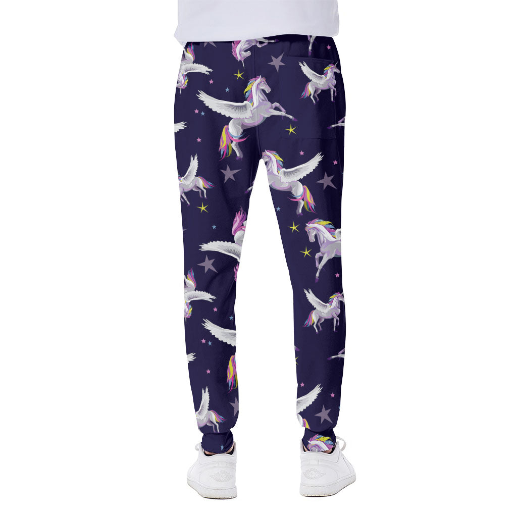 Night Winged Unicorn Pattern Print Scuba Joggers