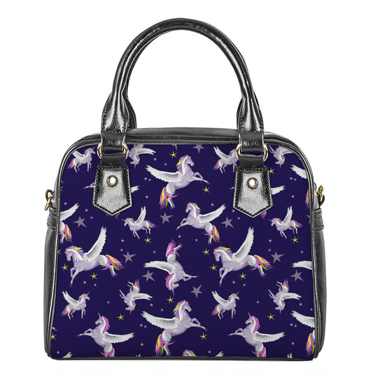 Night Winged Unicorn Pattern Print Shoulder Handbag