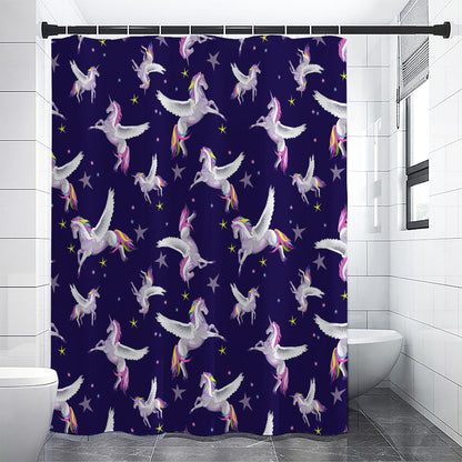 Night Winged Unicorn Pattern Print Shower Curtain