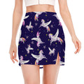 Night Winged Unicorn Pattern Print Side Slit Mini Skirt