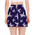 Night Winged Unicorn Pattern Print Side Slit Mini Skirt