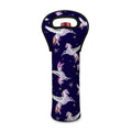 Night Winged Unicorn Pattern Print Single Neoprene Wine Tote