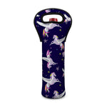 Night Winged Unicorn Pattern Print Single Neoprene Wine Tote