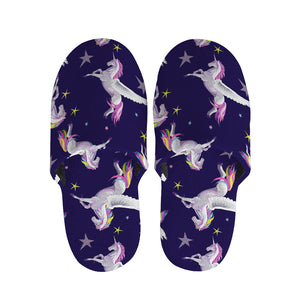 Night Winged Unicorn Pattern Print Slippers