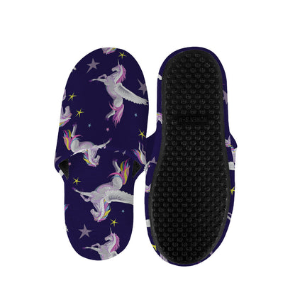 Night Winged Unicorn Pattern Print Slippers