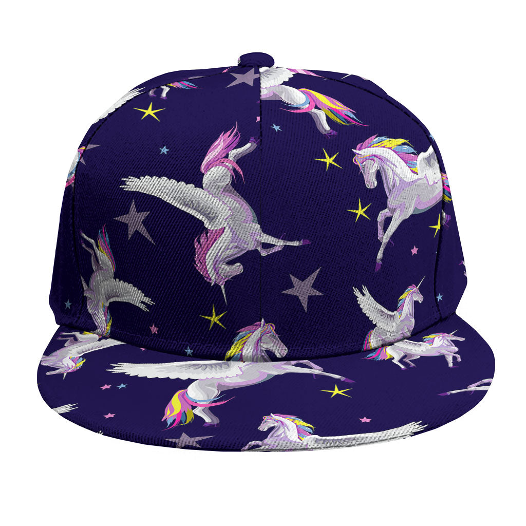 Night Winged Unicorn Pattern Print Snapback Cap