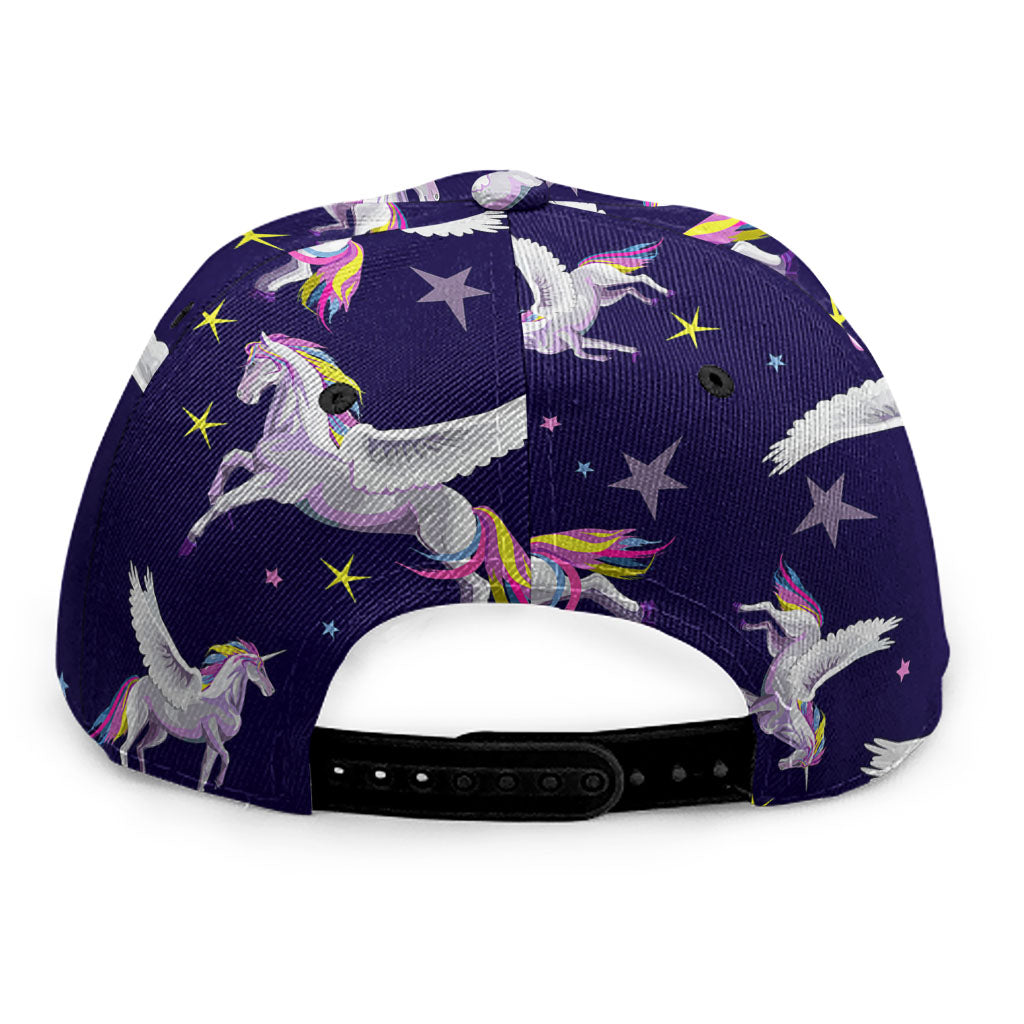 Night Winged Unicorn Pattern Print Snapback Cap