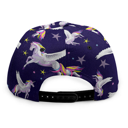 Night Winged Unicorn Pattern Print Snapback Cap