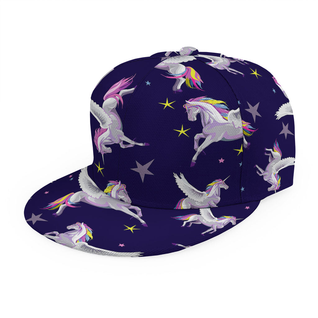 Night Winged Unicorn Pattern Print Snapback Cap
