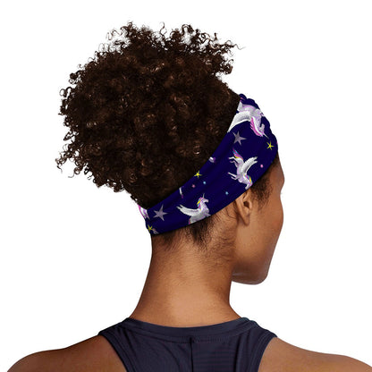 Night Winged Unicorn Pattern Print Sports Headband
