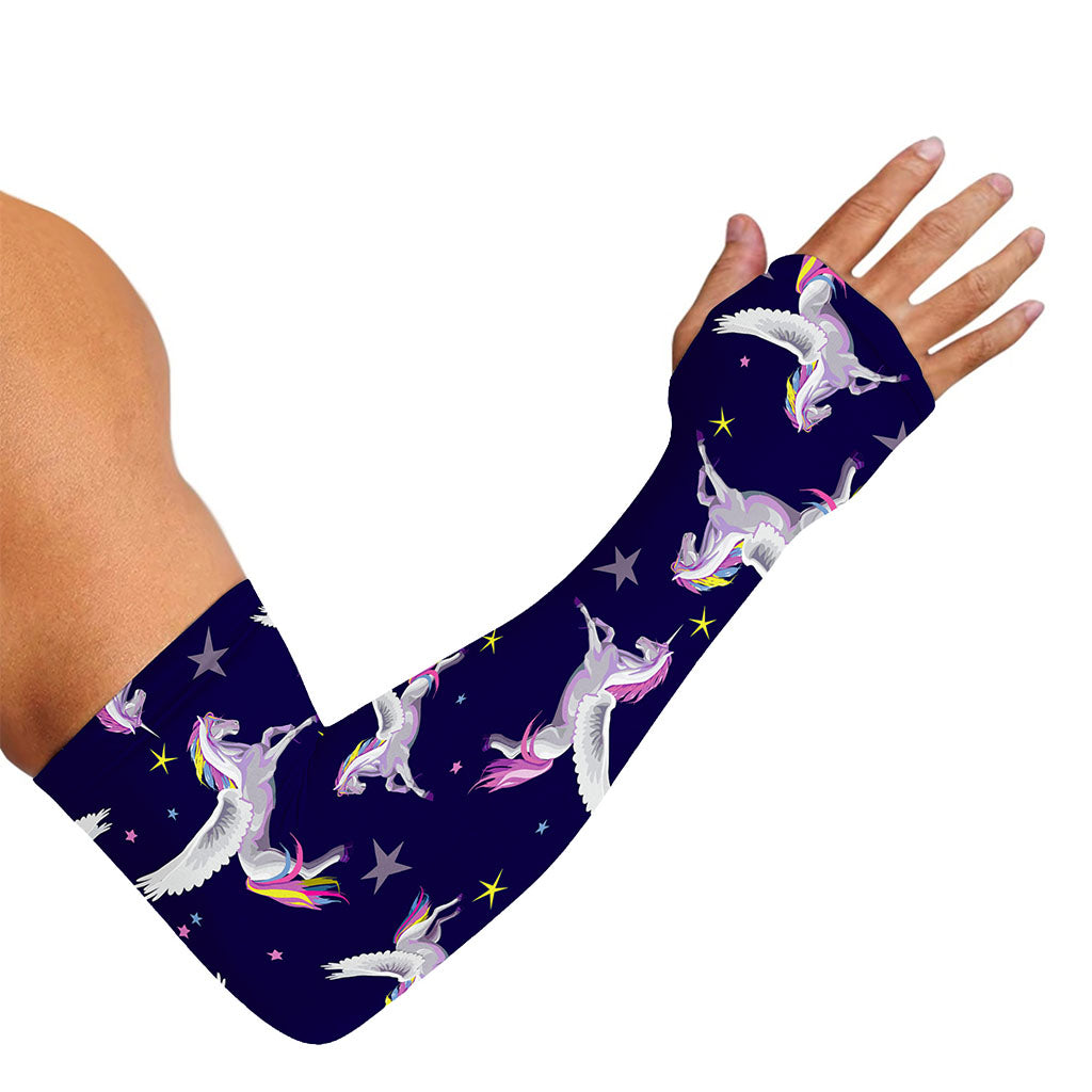Night Winged Unicorn Pattern Print Sun Protection Arm Sleeves