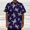Night Winged Unicorn Pattern Print Textured Short Sleeve Shirt