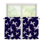 Night Winged Unicorn Pattern Print Tier Curtains