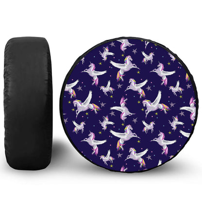 Night Winged Unicorn Pattern Print Tire Cover