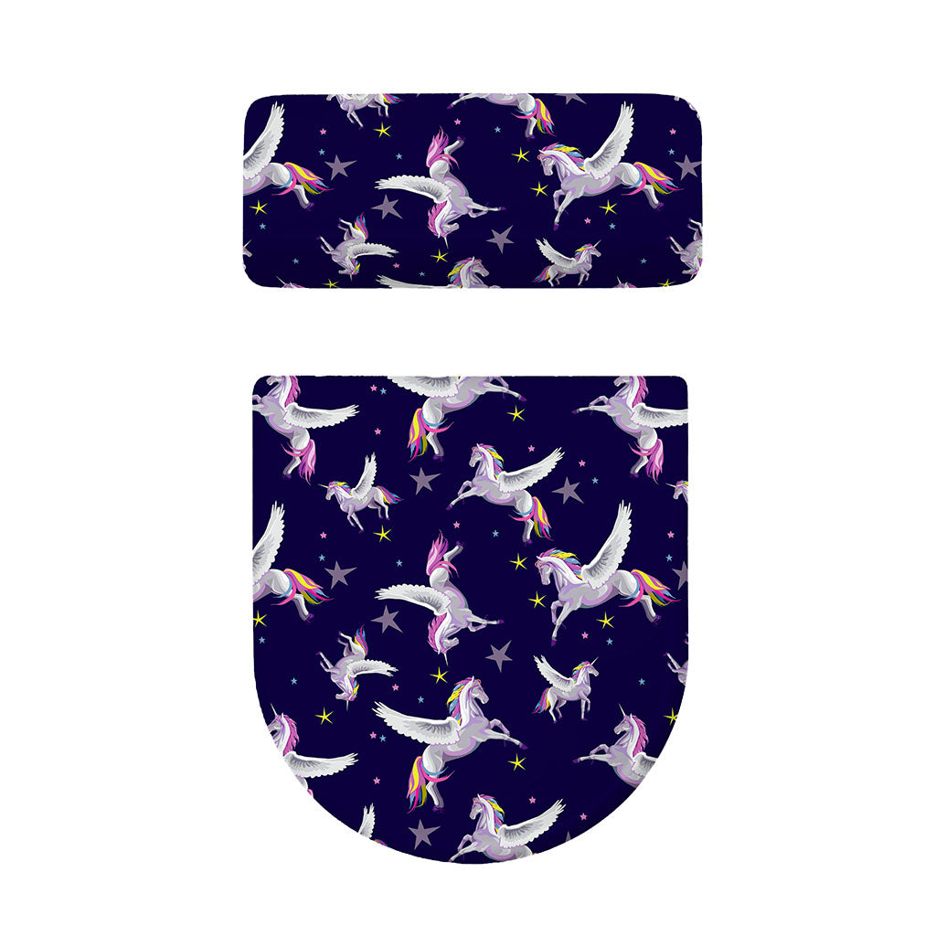 Night Winged Unicorn Pattern Print Toilet Lid And Tank Cover Set