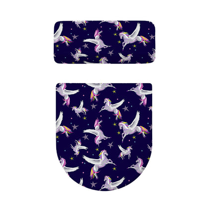 Night Winged Unicorn Pattern Print Toilet Lid And Tank Cover Set