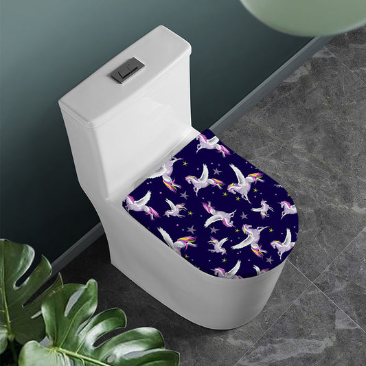 Night Winged Unicorn Pattern Print Toilet Lid Cover