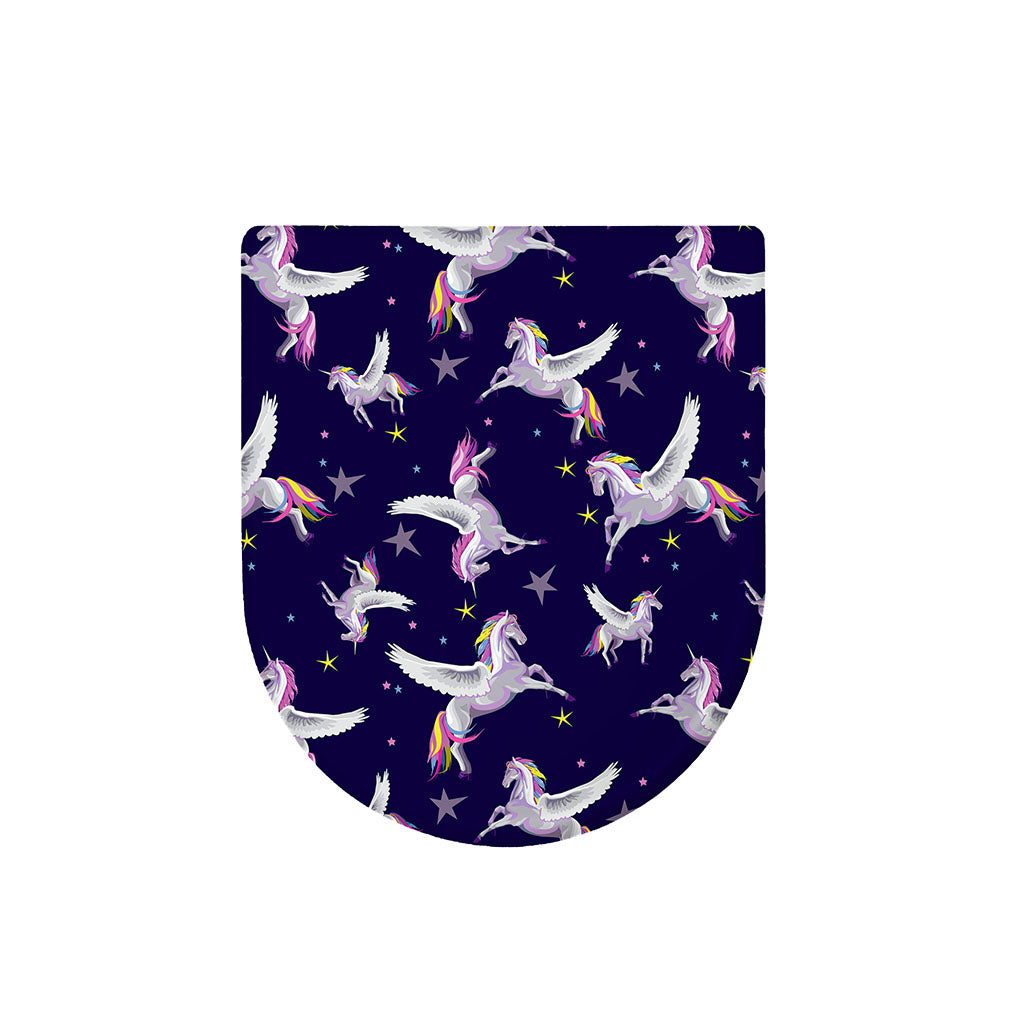Night Winged Unicorn Pattern Print Toilet Lid Cover