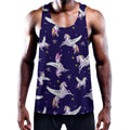 Night Winged Unicorn Pattern Print Men's Workout Tank Top