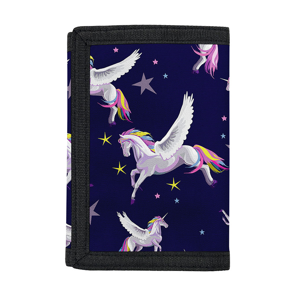 Night Winged Unicorn Pattern Print Trifold Wallet