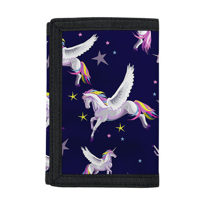 Night Winged Unicorn Pattern Print Trifold Wallet