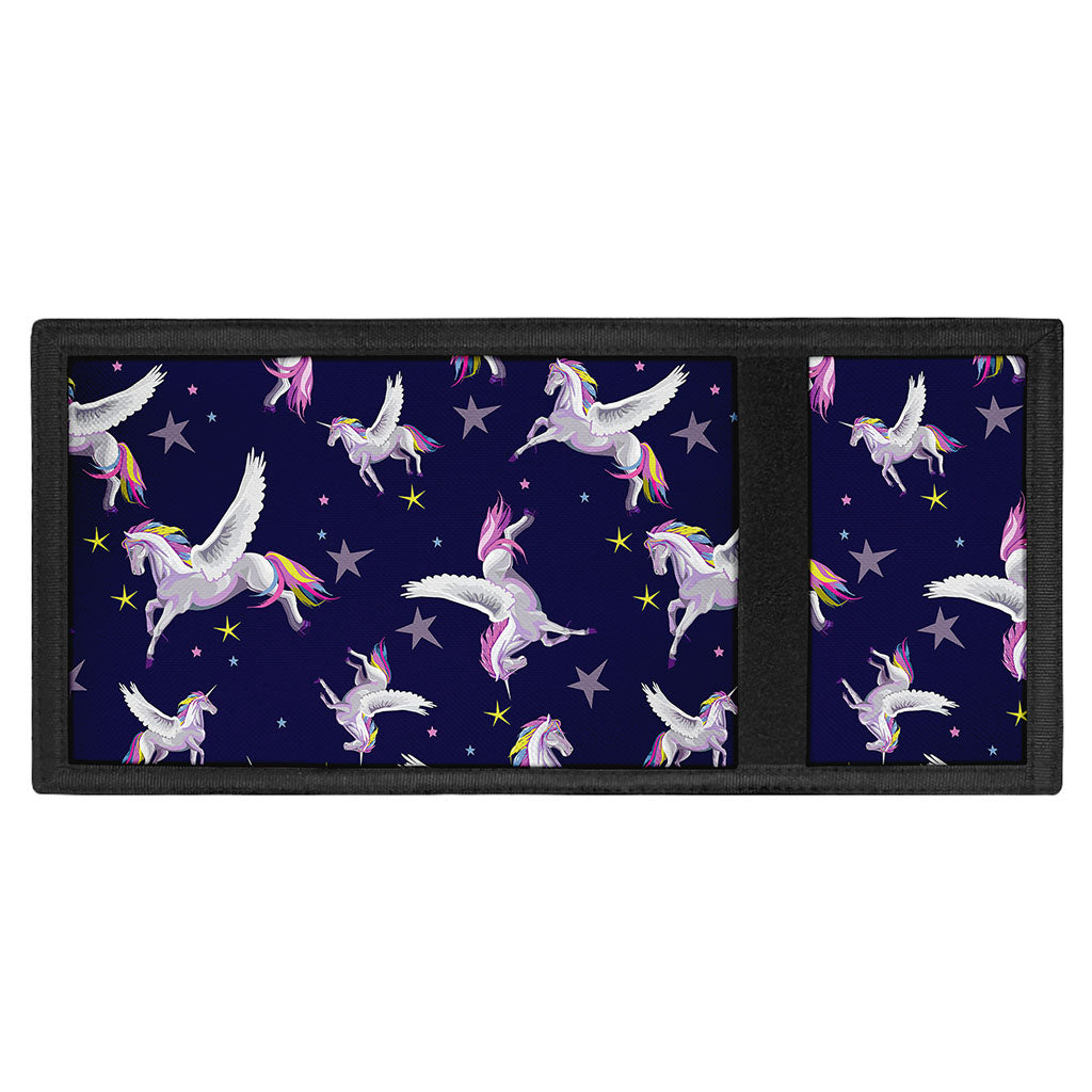 Night Winged Unicorn Pattern Print Trifold Wallet