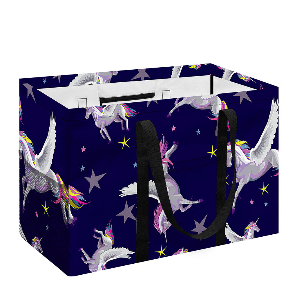 Night Winged Unicorn Pattern Print Utility Tote Bag