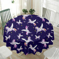 Night Winged Unicorn Pattern Print Waterproof Round Tablecloth