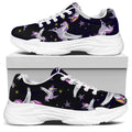 Night Winged Unicorn Pattern Print White Chunky Shoes