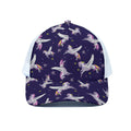 Night Winged Unicorn Pattern Print White Mesh Trucker Hat